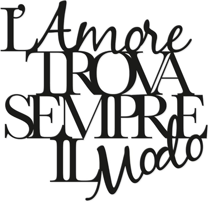 Scritta in Legno da appendere l'Amore trova sempre il Modo, Decorazione murale in Legno d'amore per la casa, soggiorno, camera - Design Declea